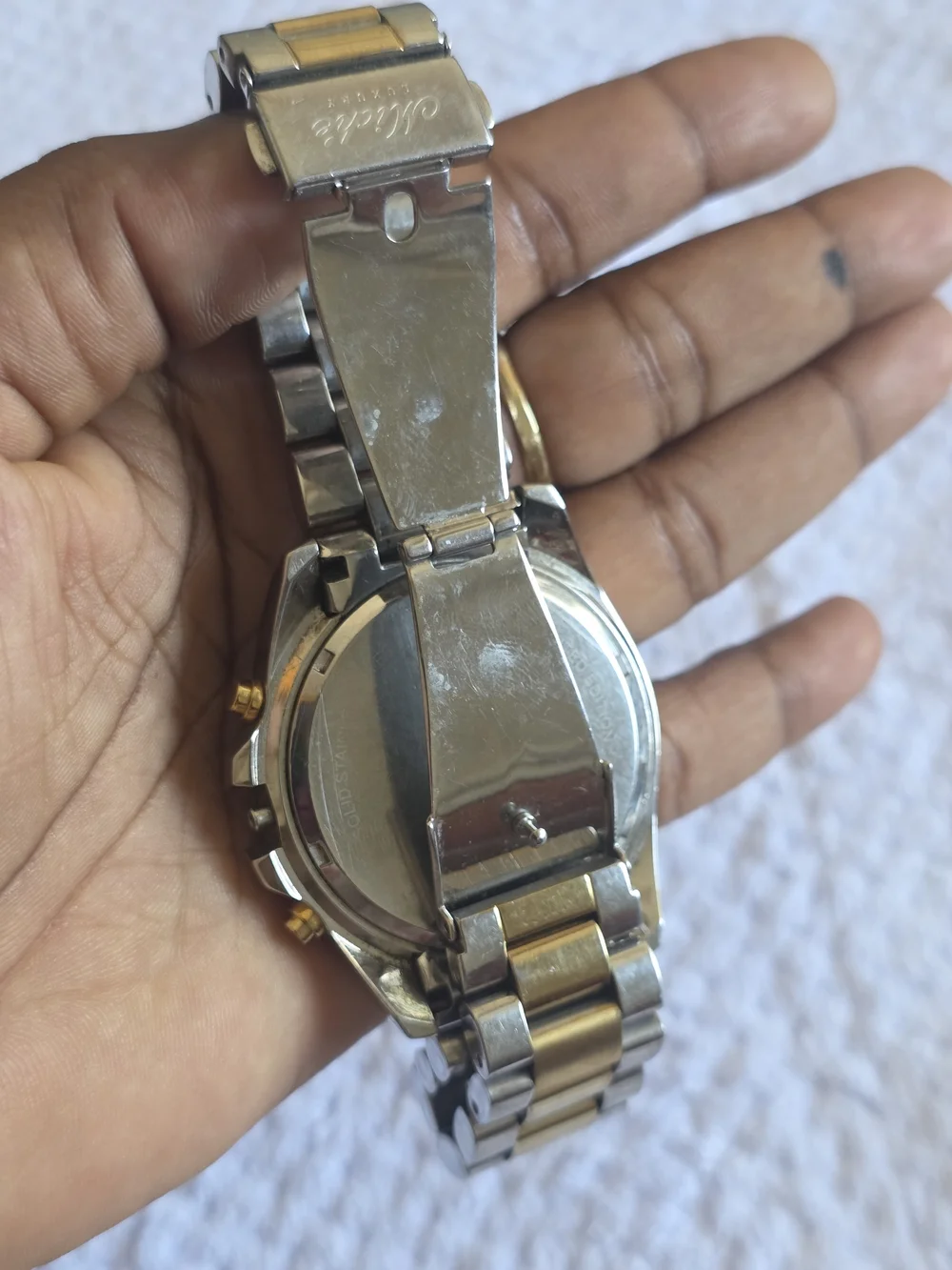Miche Two-Tone Gold and Silver Men's Bracelet Watch Need Battery